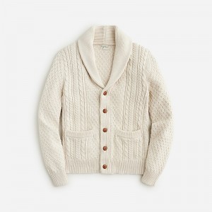 Suéteres J.Crew Heritage cotton cable-knit shawl-collar Hombre Hthr Natural España | QVDHUI743