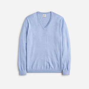 Suéteres J.Crew Merino wool V-neck Hombre Hthr Dusty Peri España | FBKMPT736
