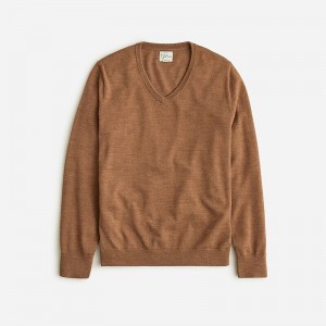 Suéteres J.Crew Merino wool V-neck Hombre Hthr Chestnut España | SKFCRG870