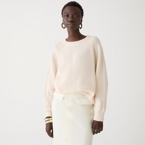 Suéteres J.Crew Ribbed cashmere oversized crewneck Mujer Hthr Muslin España | ETGFIX451