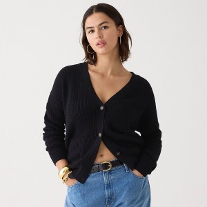 Suéteres J.Crew V-neck cotton-blend cardigan Mujer Negras España | XMFADJ638