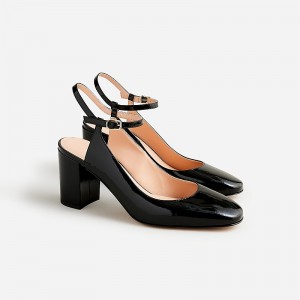 Tacones J.Crew Maisie ankle-strap patent leather Mujer Negras España | TUZPIA034