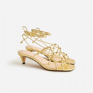 Tacones J.Crew Zadie knotted lace-up kitten Mujer Doradas Oscuro España | PQOGBI841