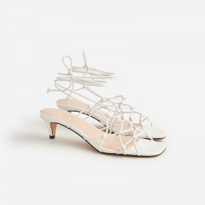 Tacones J.Crew Zadie knotted lace-up kitten Mujer Ivory España | QSMNAR948