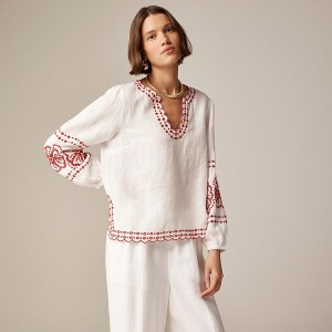 Tops J.Crew Bungalow embroidered Mujer Blancas España | IBXKGM247