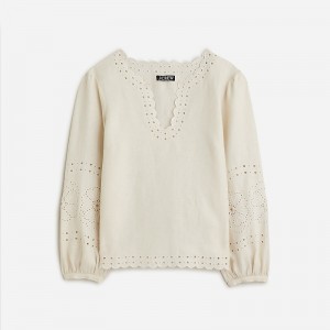 Tops J.Crew Bungalow embroidered Mujer Natural España | GBSRFN274