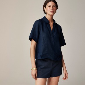 Tops J.Crew Bungalow popover Mujer Azul Marino España | HXJPBT931