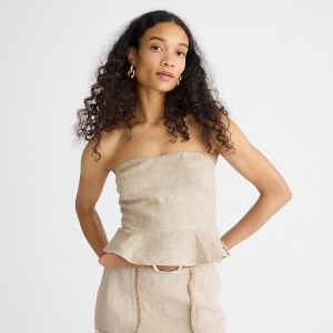 Tops J.Crew Cropped bustier peplum heavyweight linen Mujer Flax España | IQSBWP376