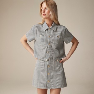 Tops J.Crew Denim button-up Mujer Indigo Rayadas España | UKSOCY423