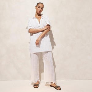 Tops J.Crew Eyelet side-tie tunic Mujer Blancas España | XISUZL164