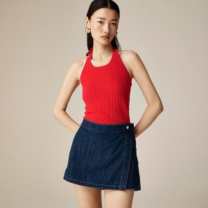 Tops J.Crew Fine bouclé halter-neck Mujer Rojas España | ATFCSJ123