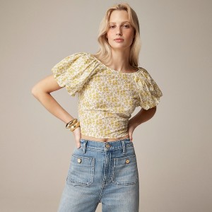 Tops J.Crew Fitted puff-sleeve Mujer Amarillo España | RINMHD396