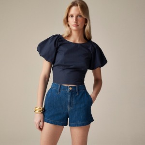Tops J.Crew Fitted puff-sleeve Mujer Azul Marino España | FNQPUM607