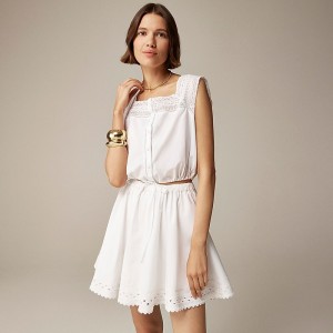 Tops J.Crew Lace-trim cropped Mujer Blancas España | NEKVXY473