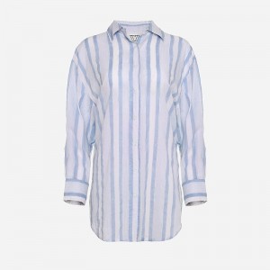 Tops J.Crew SZ Blockprints™ oversized button-down Mujer Azules España | PTDOQS975