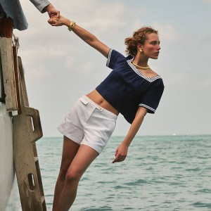 Tops J.Crew Sailor squareneck Mujer Verde Menta España | RJFYXE372
