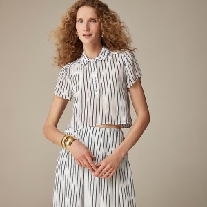 Tops J.Crew Sheer popover crepe de chine Mujer Azules España | QTEYBG047