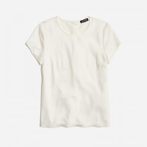 Tops J.Crew Short-sleeve button-back everyday crepe Mujer Ivory España | IZKAHU207