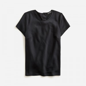 Tops J.Crew Short-sleeve button-back everyday crepe Mujer Negras España | IRPKQN817