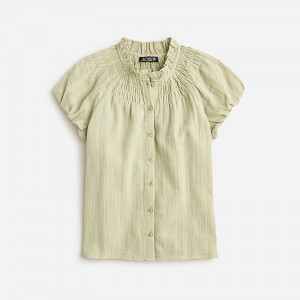 Tops J.Crew Smocked-neck Mujer Pale Surplus España | JWQUVA816