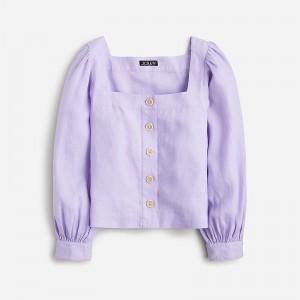 Tops J.Crew Squareneck button-up Mujer Lavanda España | VJQXFT812