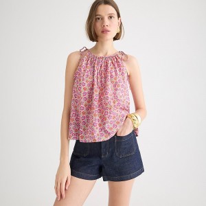 Tops J.Crew Tie-shoulder Mujer Rosas España | KRQNSY631