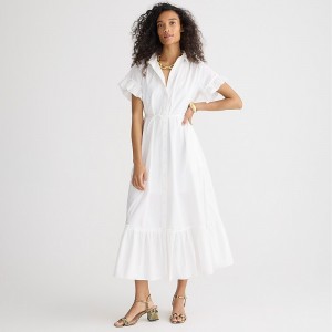 Vestido J.Crew Amelia maxi cotton poplin Mujer Blancas España | IFULQV673