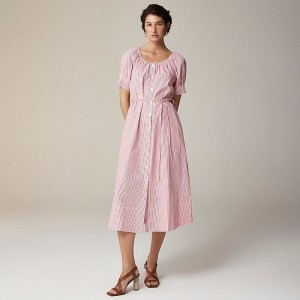 Vestido J.Crew Button-up midi cotton poplin Mujer Rojas España | MXSZYI967