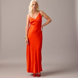 Vestido J.Crew Collection full-length V-neck slip Mujer Rojas España | PUHKXC271