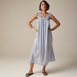 Vestido J.Crew Cotton voile ruffle-trim shift Mujer Azules España | QSGZBC246