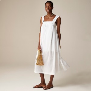 Vestido J.Crew Cotton voile ruffle-trim shift Mujer Blancas España | PGLVJA038