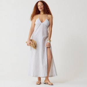 Vestido J.Crew Cross-back beach Mujer Blancas Verde Menta España | PFVNGW482