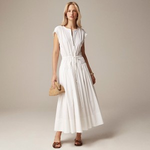 Vestido J.Crew Drop-waist midi cotton poplin Mujer Blancas España | MDQZJP769