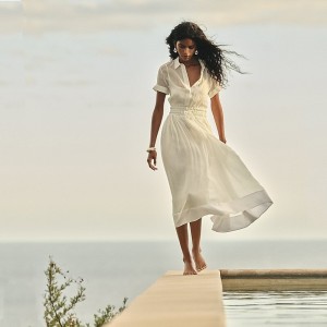 Vestido J.Crew Elena Mujer Blancas España | MVRWGH985