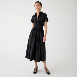 Vestido J.Crew Elena cotton poplin Mujer Negras España | EPQZUN986