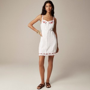 Vestido J.Crew Embroidered mini Mujer Blancas España | QSBPAO730