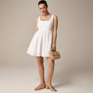 Vestido J.Crew Fit-and-flare mini dress with rickrack trim Mujer Blancas España | PQIFJC718