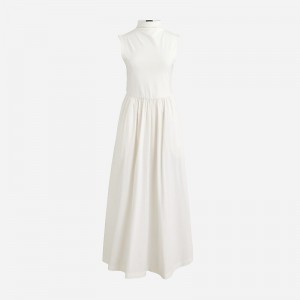 Vestido J.Crew Fitted knit mockneck dress with poplin skirt Mujer Natural España | UOHJDS215