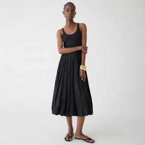 Vestido J.Crew Fitted tank dress with poplin bubble skirt Mujer Negras España | IVKFYW684