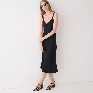 Vestido J.Crew Gwyneth V-neck slip cupro blend Mujer Negras España | FPBXOU573
