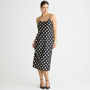 Vestido J.Crew Gwyneth slip dress luster charmeuse Mujer Negras España | CNVKWP894
