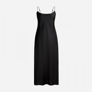 Vestido J.Crew Gwyneth slip dress luster charmeuse Mujer Negras España | IAWVXS971