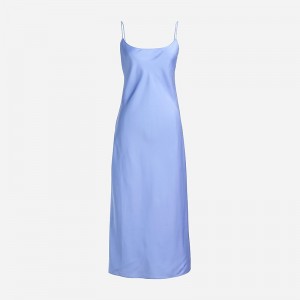 Vestido J.Crew Gwyneth slip dress luster charmeuse Mujer Azules España | KQEYFW309