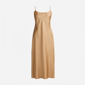 Vestido J.Crew Gwyneth slip dress luster charmeuse Mujer Camel España | CQTLAP352