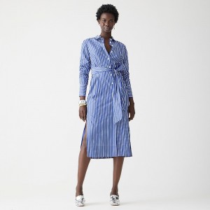 Vestido J.Crew Long-sleeve button-up striped cotton poplin Mujer Harbor View España | UAMRXH306