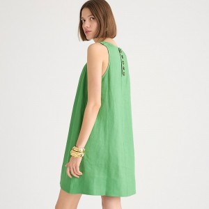 Vestido J.Crew Maxine button-back Mujer Verde España | LQFVHJ321