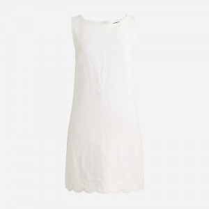 Vestido J.Crew Scalloped-trim shift Mujer Blancas España | VQPCDE160