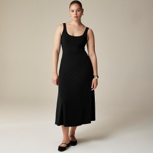 Vestido J.Crew Scoopneck A-line midi matte jersey Mujer Negras España | IMFSWT324