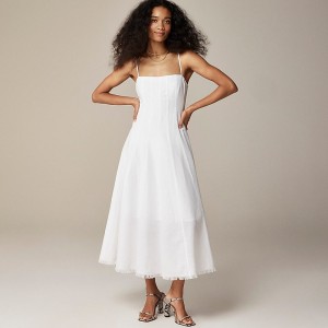 Vestido J.Crew Seamed flare midi Mujer Blancas España | UWHCGS187