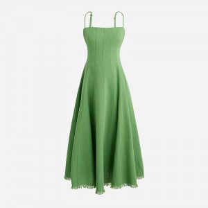 Vestido J.Crew Seamed flare midi Mujer Verde España | JZWYVI907